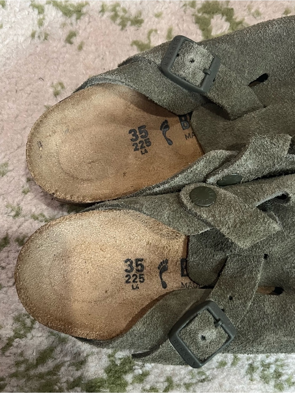 Birkenstock Suede Clog Mules in Olive Green - Picture 7 of 7